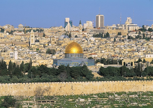 Vue sur Jérusalem, la mosquée Al-Aqsad au centre