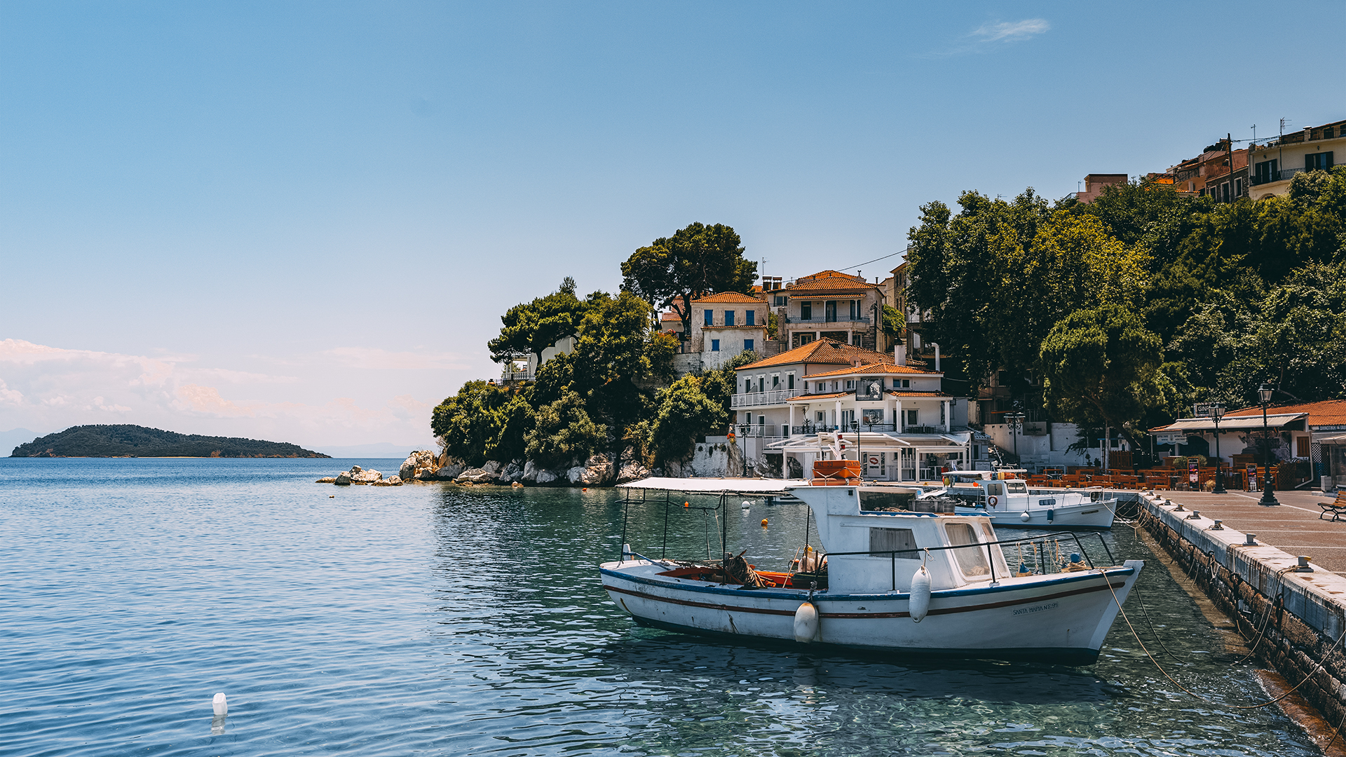 Des bateaux de pêche et de plaisance dans le port de Skiathos, en Grèce