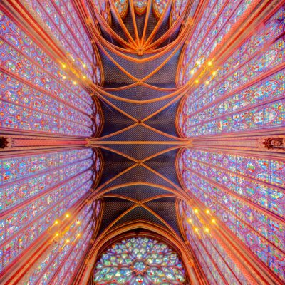 Le plafond et les vitraux de la Ste Chapelle photographiés par Loïc Lagarde