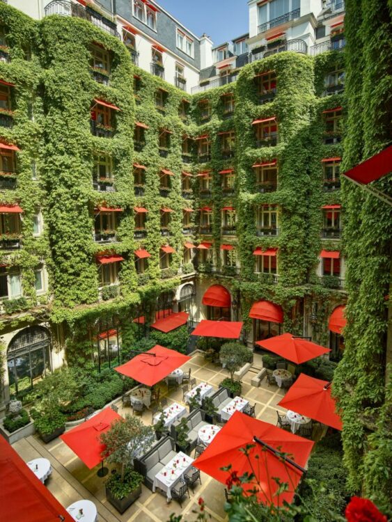 La terrasse jardin du Plaza Athénée à Paris